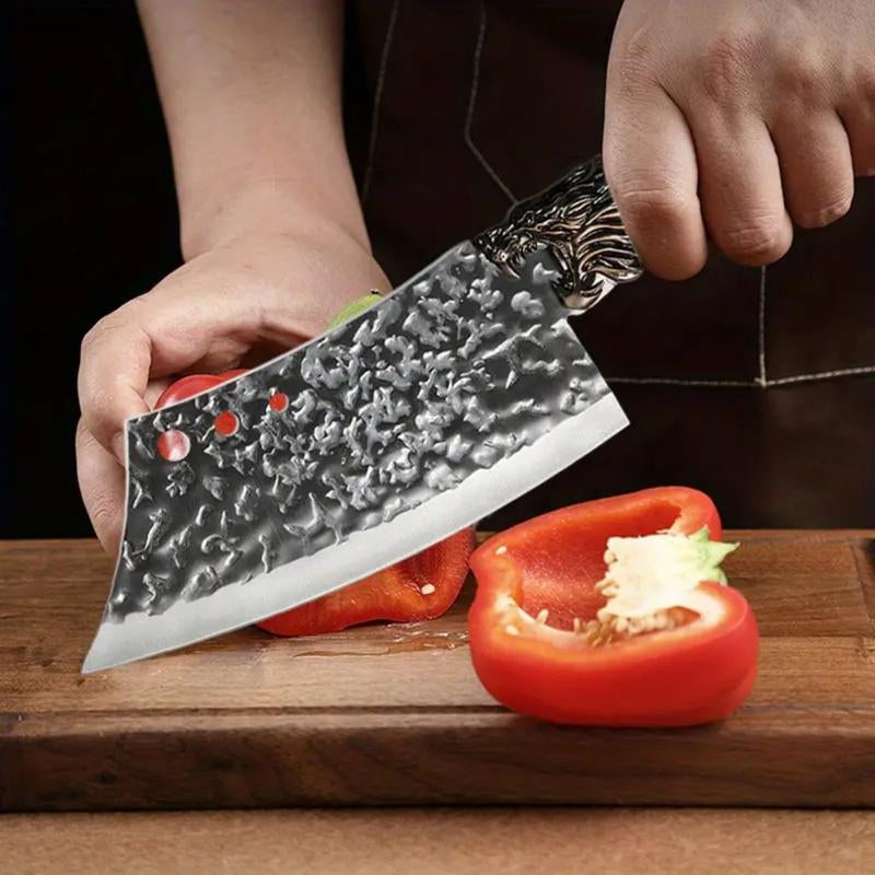 7-Piece Stainless Steel Kitchen Knife Set - Forged Professional Kitchen Knife Set, Boning, Slicing, Carving, Filleting, Deboning,Ping, Ultra-Sharp Cooking Tools for Meat and Fish Meatcleaverset Kitchenware